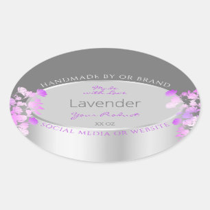 Purple Floral Product Packaging Labels Gray Silver