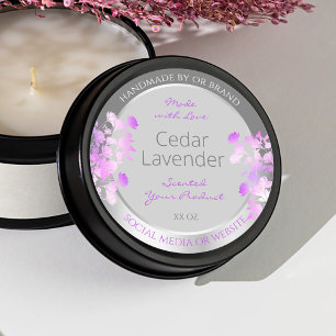 Purple Floral Product Packaging Labels Gray Silver
