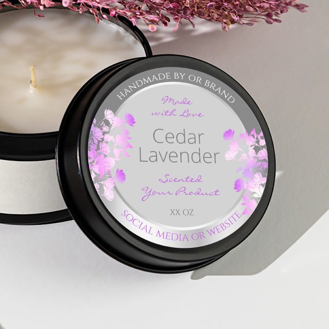 Purple Floral Product Packaging Labels Gray Silver (Creator Uploaded)