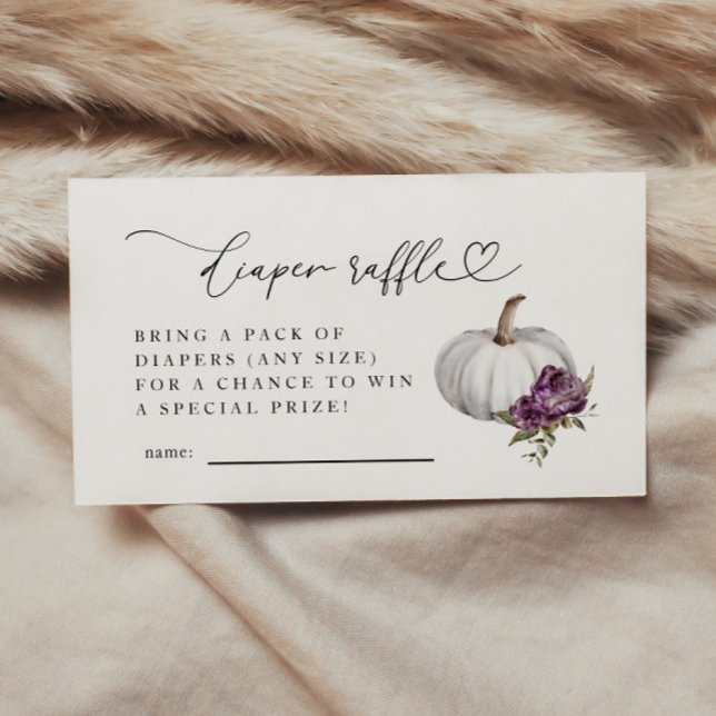 Purple Floral Pumpkin Diaper Raffle Ticket  Enclosure Card (Creator Uploaded)