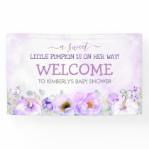 Purple Floral Pumpkins Fall Baby Shower Welcome Banner