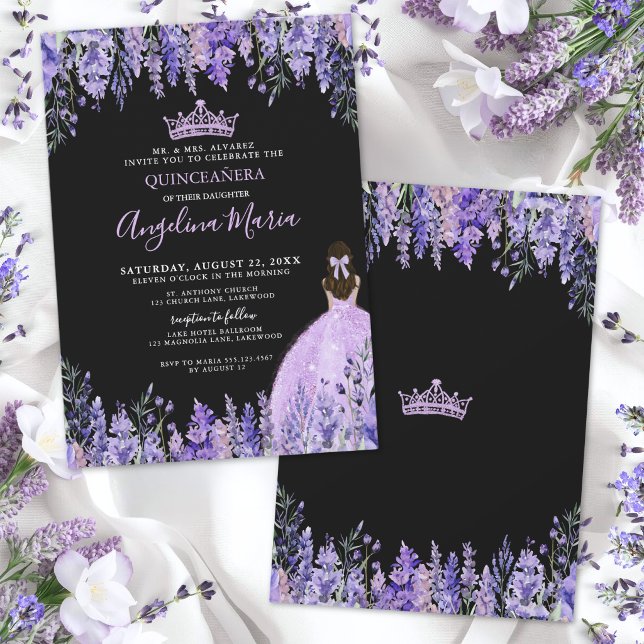 Purple Floral Quinceanera Invitation (Purple Floral Quinceanera Invitation)