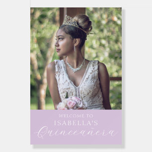 Purple Floral Quinceañera Party Welcome Sign