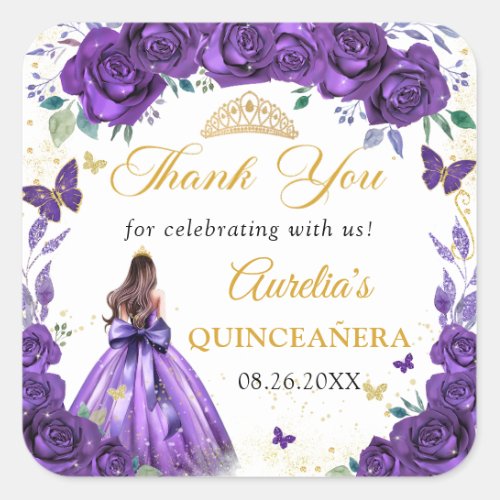 Purple Floral Quinceaera Princess Sticker