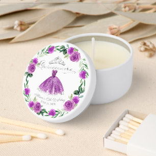 Purple Floral Quinceañera Tiara Mini Candle Favors