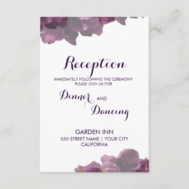 Purple Floral Reception Card