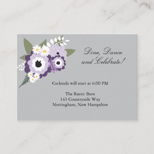 Purple Floral  Reception Card