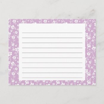 Purple Floral Recipe Card by KaleenaRae at Zazzle