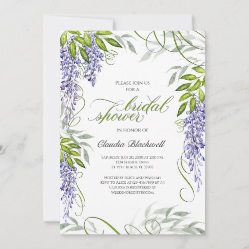 Purple Floral Regency Bridal Shower Invitation