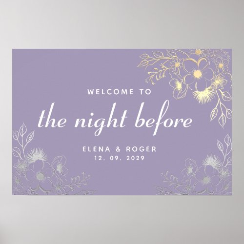 Purple Floral Rehearsal Dinner Poster