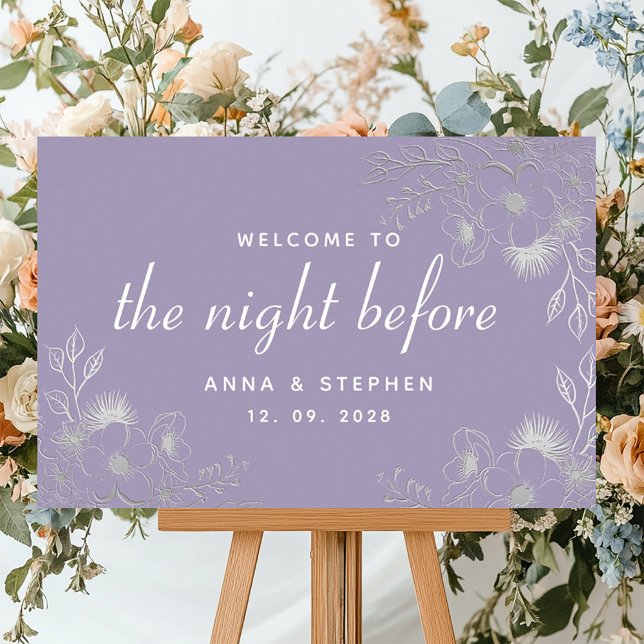 Purple Floral Rehearsal Dinner Welcome Poster (Creator Uploaded)