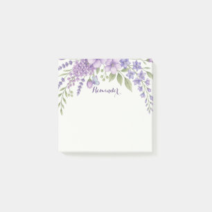 Purple Floral Reminder Sticky Notes, Lavender Post-it Notes