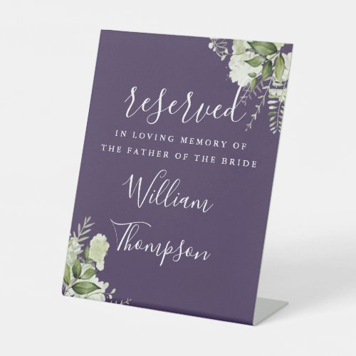Purple Floral Reserved Father Mother Memorial Pedestal Sign