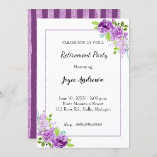 Purple Floral Retirement Party Invitation