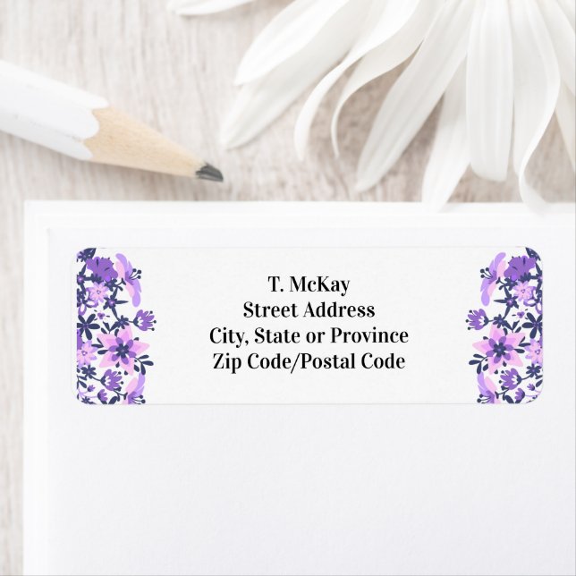Purple Floral Return Address Label (Insitu)