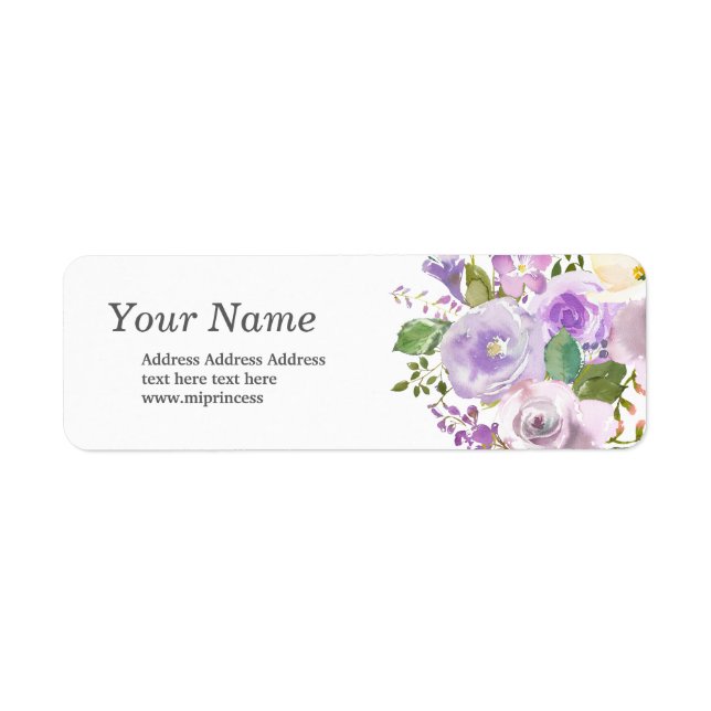 purple floral  return address stickers (Front)