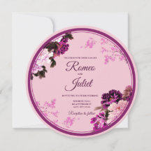 Purple Floral Ring Wedding Invitation