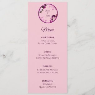 Purple Floral Ring Wedding Menu