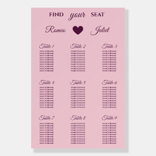 Purple Floral Ring Wedding Seating Chart Foam Board