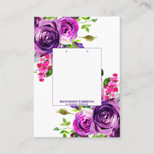  Purple Floral Romantic Earrings Display  Business Business Card