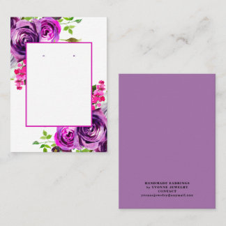  Purple Floral Romantic Earrings Display  Business Card