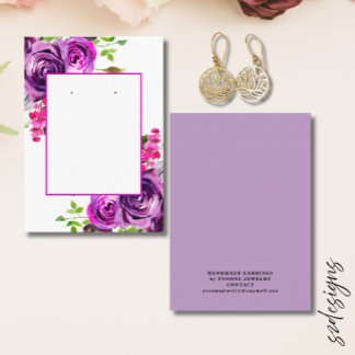  Purple Floral Romantic Earrings Display  Business Card