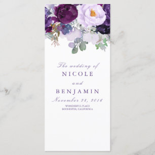 Purple Floral Romantic Wedding Programs