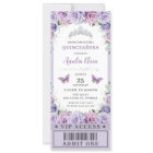 Purple Floral Rose Quinceañera Sweet 16 VIP Ticket