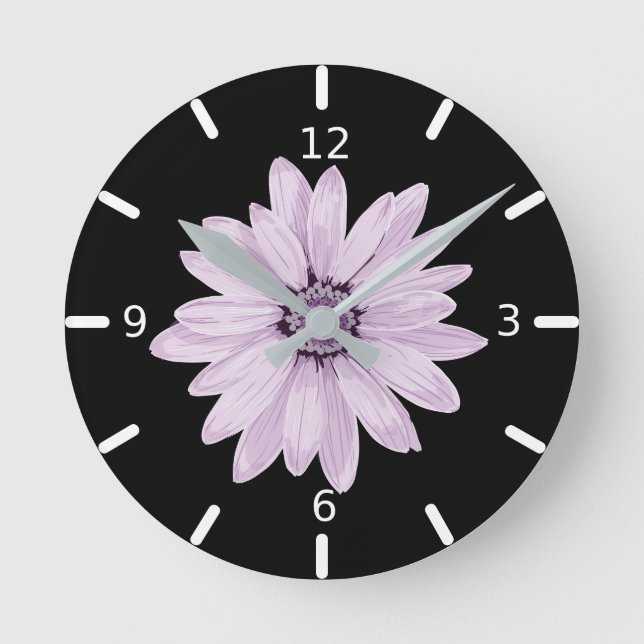 Purple Floral Round Clock (Front)