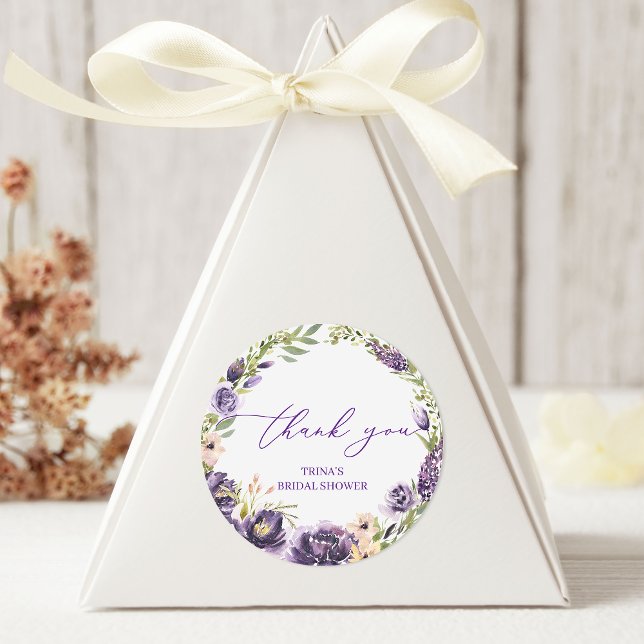 Purple Floral Round Favor Sticker (Creator Uploaded)
