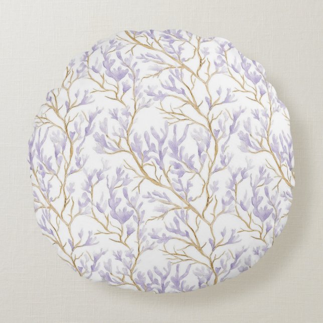 Purple Floral Round Pillow (Front)