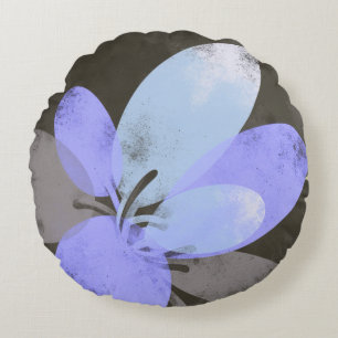 Purple Floral Round Pillow – Modern Minimal Flower