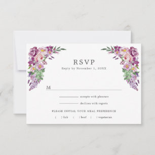 Purple Floral RSVP Card