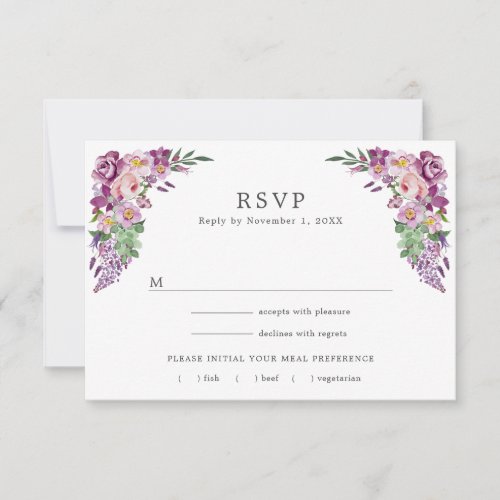 Purple Floral RSVP Card