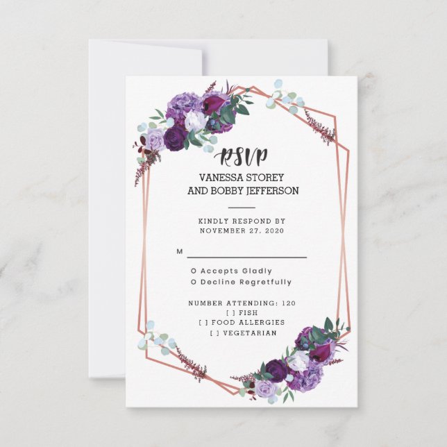 Purple Floral RSVP Invitation (Front)