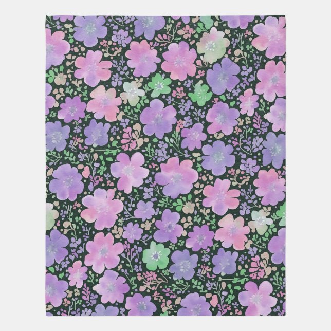 Purple Floral Rug - Modern Flower Pattern (Front (Vertical))