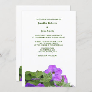 Purple Floral Sage Green Violet Flowers Wedding Invitation