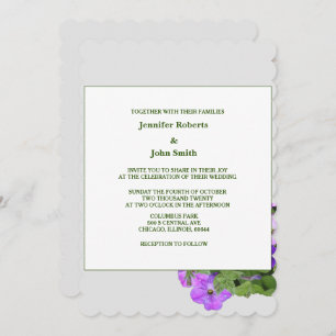 Purple Floral Sage Green Violet Grey Wedding 2024 Invitation