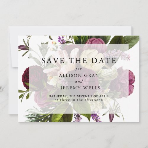 Purple Floral Save the Date