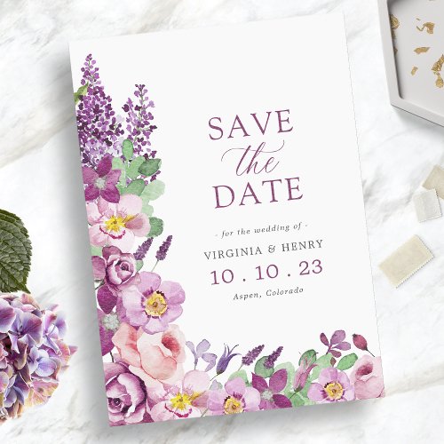 Purple Floral Save The Date