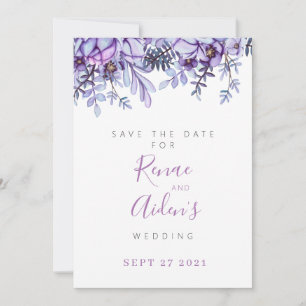 Purple Floral Save the date card