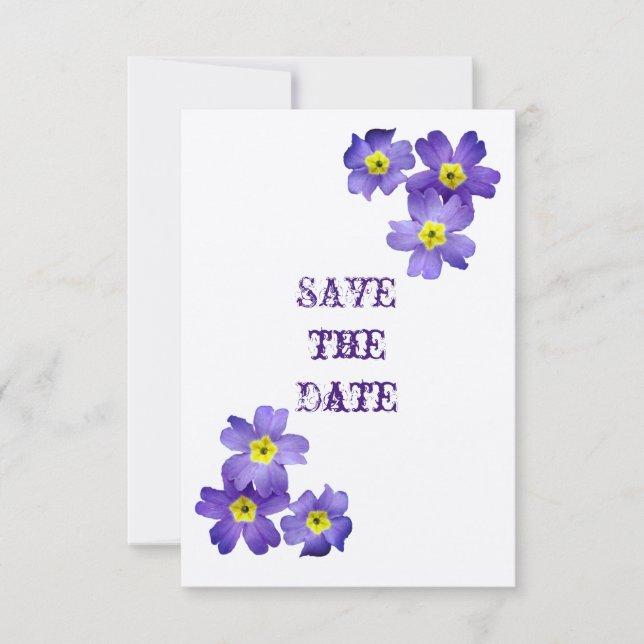 Purple Floral Save the Date Card (Front)