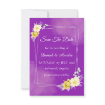 Purple Floral Save The Date Card