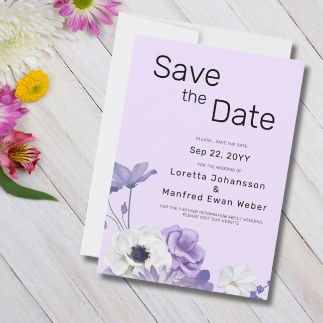 Purple Floral Save the date Invitation (Creator Uploaded)