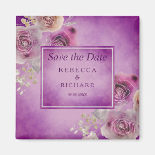 Purple Floral Save the Date Magnet