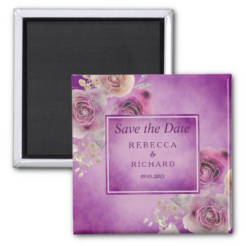 Purple Floral Save the Date Magnet