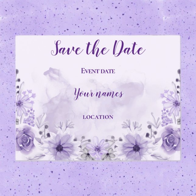 Purple floral  save the date postcard (Creator Uploaded)