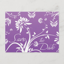 Purple Floral Save the Date Postcards