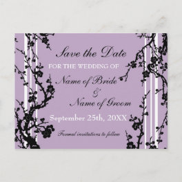 Purple Floral Save the Date Wedding Postcard