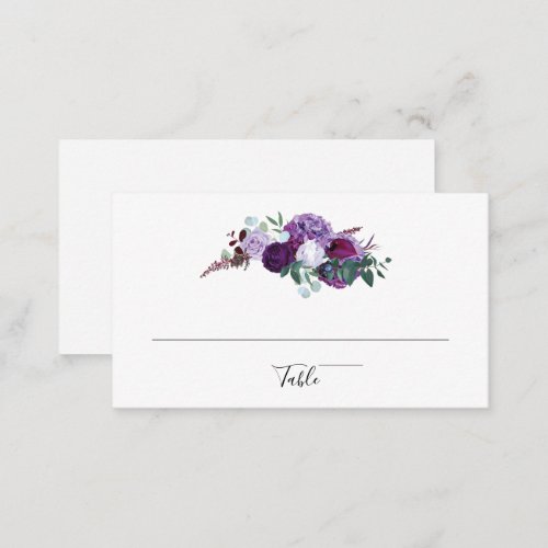 Purple Floral Script Wedding Reception Enclosure Card